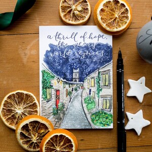 Paquete de tarjetas navideñas de Edimburgo con la letra de O Holy Night: una emoción de esperanza que alegra al mundo cansado