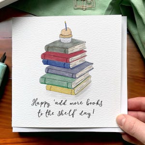 Buch Geburtstagskarte, alles Gute zum 'füge mehr Bücher ins Regal' Tag! Geburtstagskarte für Vielleser