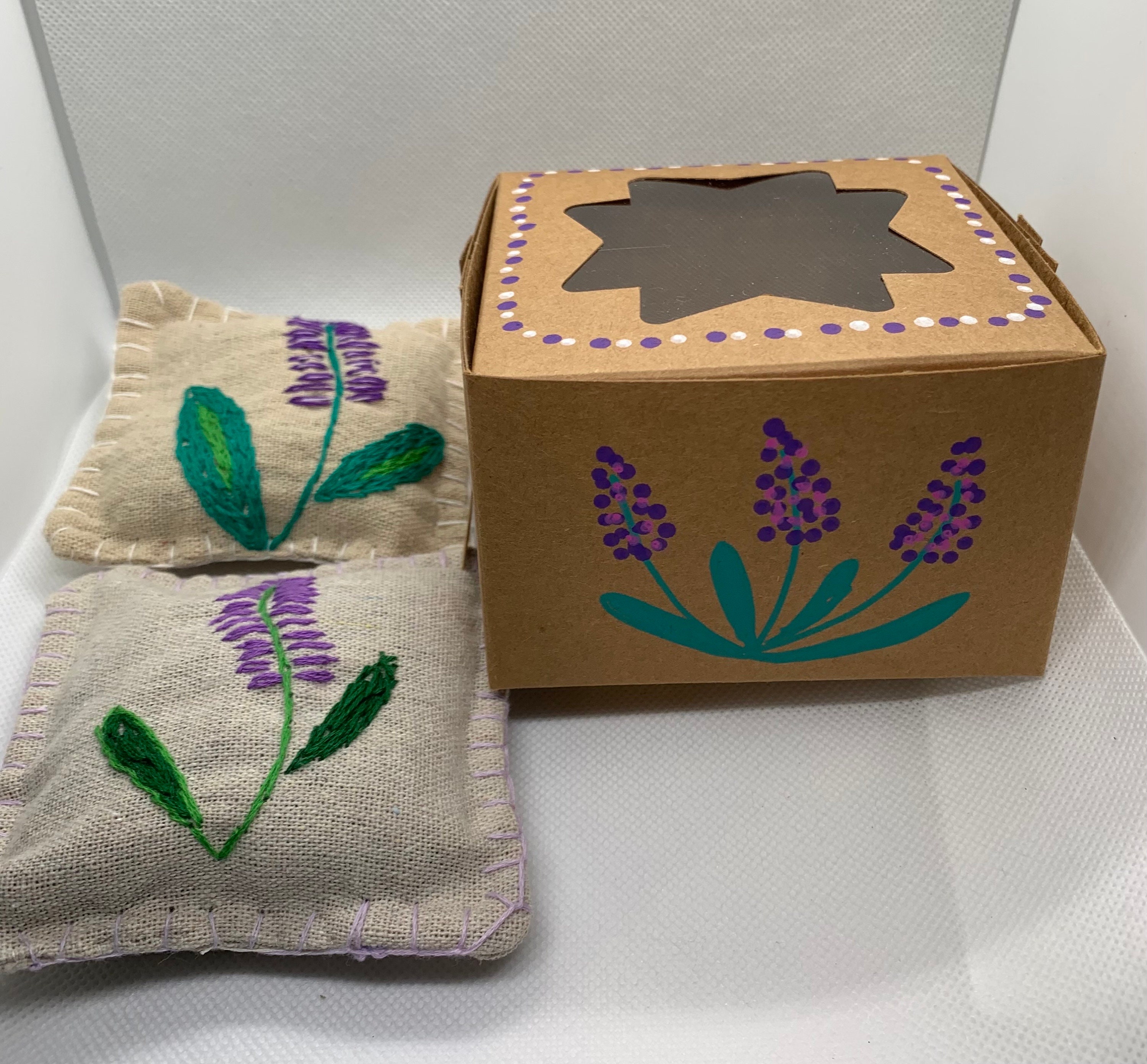 Lavender Sachet Set of Two Handmade and Hand Embroidered Lavender ...