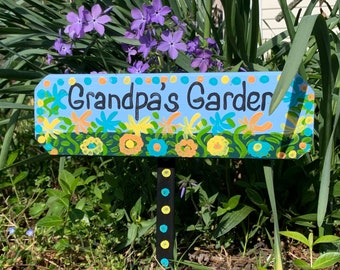Wood “Grandpa's Garden” weather protected sign, yard stake, lawn ornament, grandparent sign, grandfather plaque, grandpa gift