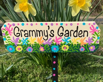 Grammy's Garden wood weather protected sign, garden decor, Grammy's Garden yard stake, lawn ornament, grandmother sign with composite stake