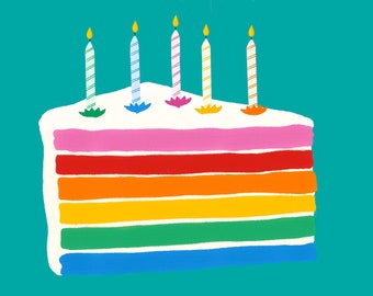 Affiche tirage illustration A4 Je mange du gâteau parce que c’est l’anniversaire de quelqu’un quelque part