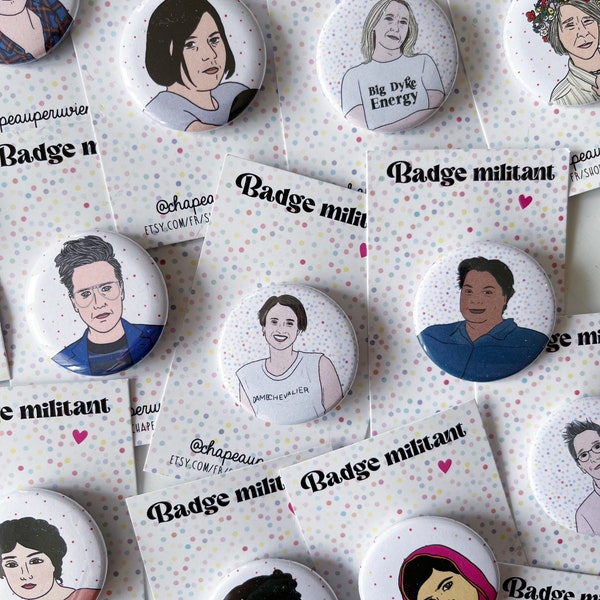 Badge militant féministe portraits de féministes lesbiennes trans cadeau idéal