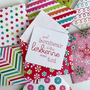 Mini carte quel bonheur d’être lesbienne avec toi idéale pour Noël