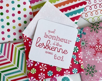 Mini carte quel bonheur d’être lesbienne avec toi idéale pour Noël