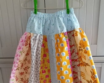 Patchwork girls skirt 3-4 years old, twirly skirt, summer skirt, girls clothing