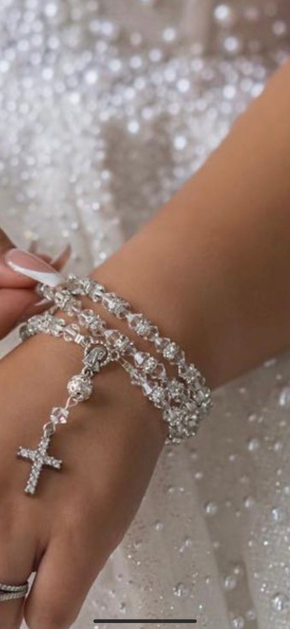 Bridal Rosary Bracelet Swarovski Crystal Wedding Swarovski Crystals Rosary Beads Religious Bride Wedding Prayer Beads Beaded HCD Etsy Australia