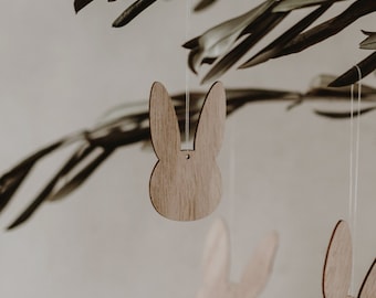 Wooden pendant Rabbit Nature in a set of 8