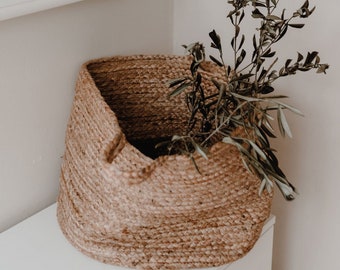 Grand panier de rangement en jute