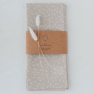 Linen Tea Towels Natural Points in a Set of 2