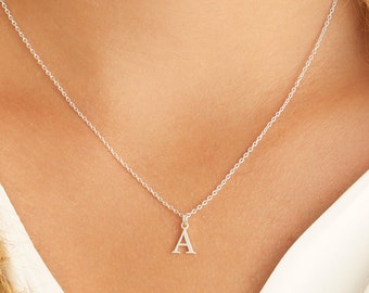 Dainty Sterling Silver Initial Necklace, Silver Letter & Fine Delicate Silver Chain, Monogram Necklace, Personalised Jewellery Gift