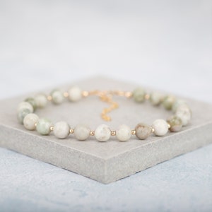 Peace Jade Gemstone Bracelet, Gold Fill or Sterling Silver Bracelet, Crystal Healing Bracelet, Tranquility, Serenity