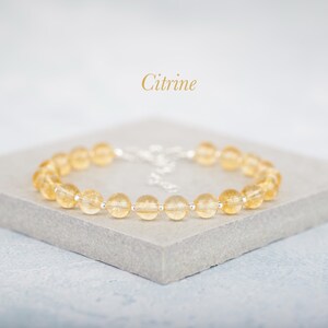 Citrin Edelstein Armband, Gelber Edelstein & Gold Fill / Sterling Silber, November Birthstone Schmuck, Abundance Crystal Healing Armband