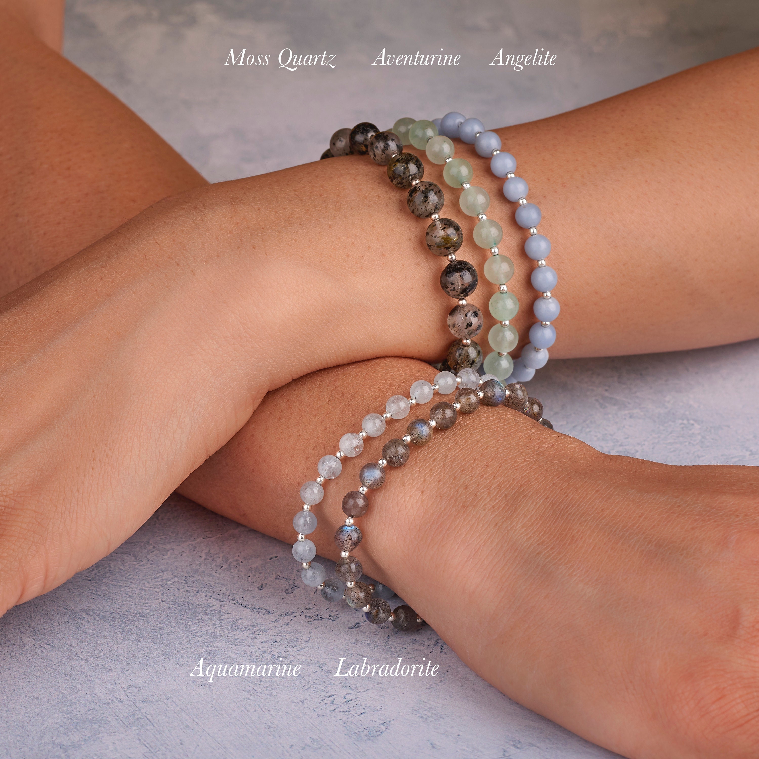 アクアマリンの宝石ブレスレット、3月の誕生石、スターリングシルバー