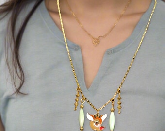 Rudolph the Red Nose Reindeer Charm | Chain Necklace