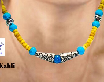 Native Style Silver Focal Beads with Coconut Heishi accent beads Necklace