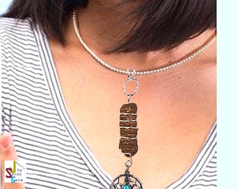 Lariat "Y" style Necklace | Copper Nodule Pendant | Wire Wrap design |