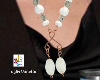 Lariat "Y" Style Pendant | Copper Wire Beaded Design | Chain Necklace