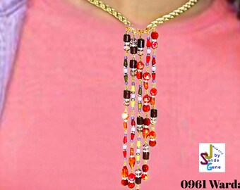Long Beaded Cluster Pendant, Chain Necklace