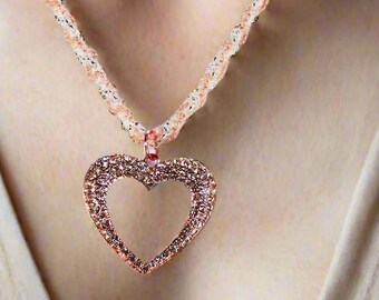 Fave Copper Metal Heart Pendant | Beaded Necklace
