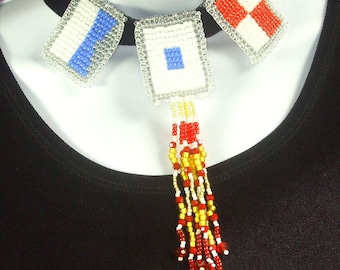 Arizona State Univ, Navy Flag Letters Beaded Necklace