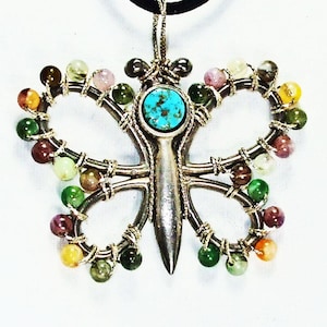 Jacobi, Wire Design, Beaded Butterfly, Jewelry Pendant, Necklace