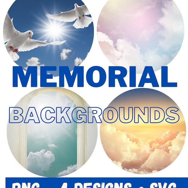 4 Memorial Wing Back Ground  Loss of loved one PNG, Clouds, Instant Download, Cricut & Silhouette, Wings, Loved One in Heaven Clip Art