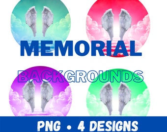 Memorial Clouds & Wings PNG Backgrounds: Loss of Loved One ClipArt (Digital Download)