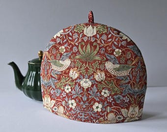 Larger or Smaller William Morris Strawberry Thief Tea Cosy: Double Insulated Teapot Cover