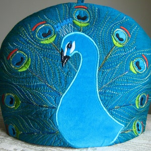 Sewing Pattern for Peacock Tea Cosy/Tea Cozy Downloadable PDF Pattern Make your Own Free Motion Embroidery Design image 3