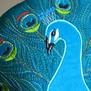 Sewing Pattern for Peacock Tea Cosy/Tea Cozy Downloadable PDF Pattern Make your Own Free Motion Embroidery Design image 1