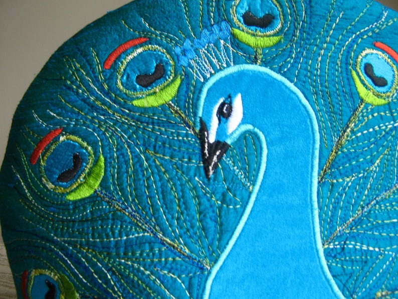 Sewing Pattern for Peacock Tea Cosy/Tea Cozy Downloadable PDF Pattern Make your Own Free Motion Embroidery Design image 1