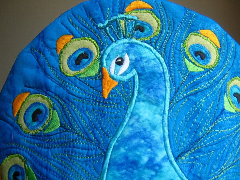 Sewing Pattern for Peacock Tea Cosy/Tea Cozy Downloadable PDF Pattern Make your Own Free Motion Embroidery Design image 4
