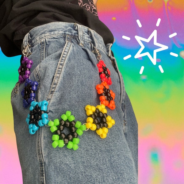 Rainbow Kandi Star Belt Chain