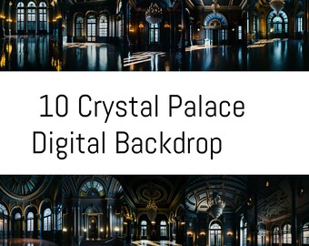 10 telón de fondo digital Crystal Palace, fondos de fantasía, fondo caprichoso, superposición encantada, fondos mágicos de estudio digital