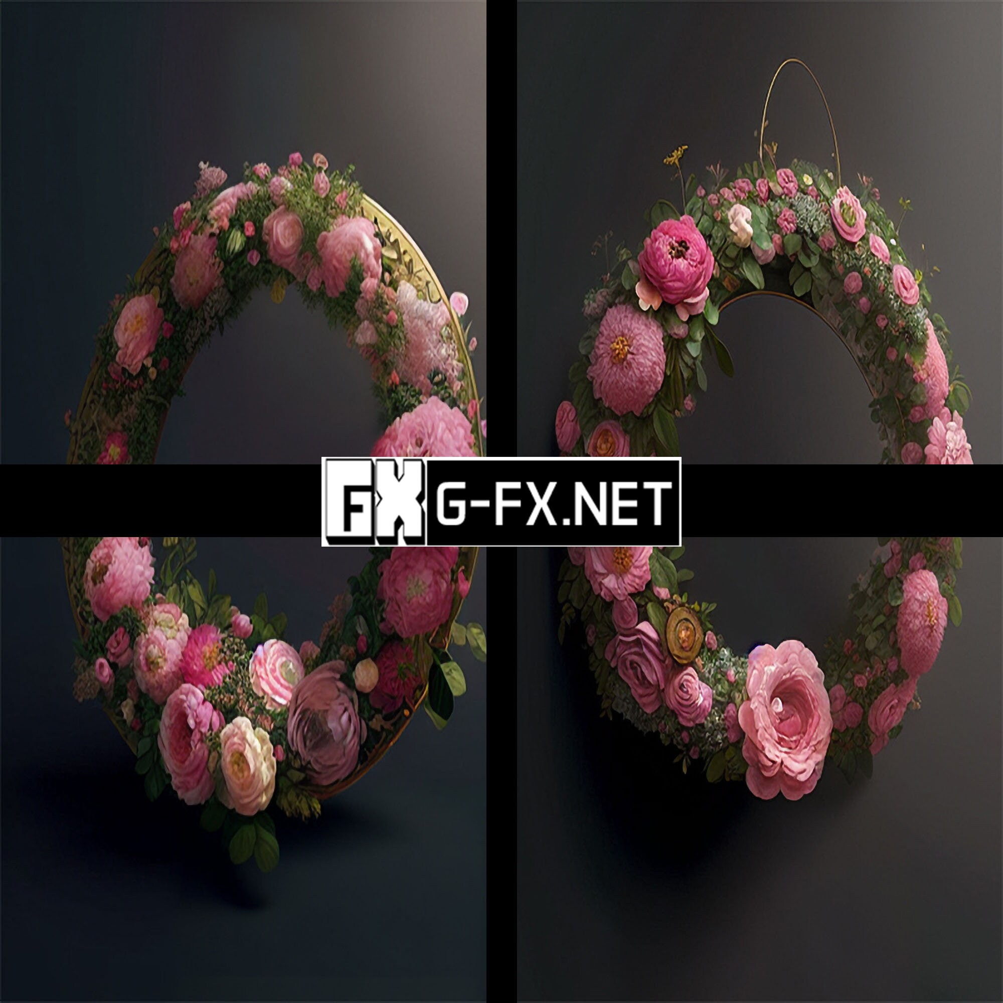 10 Floral Ring Backdrops, Flower Ring Background, Ring Overlays