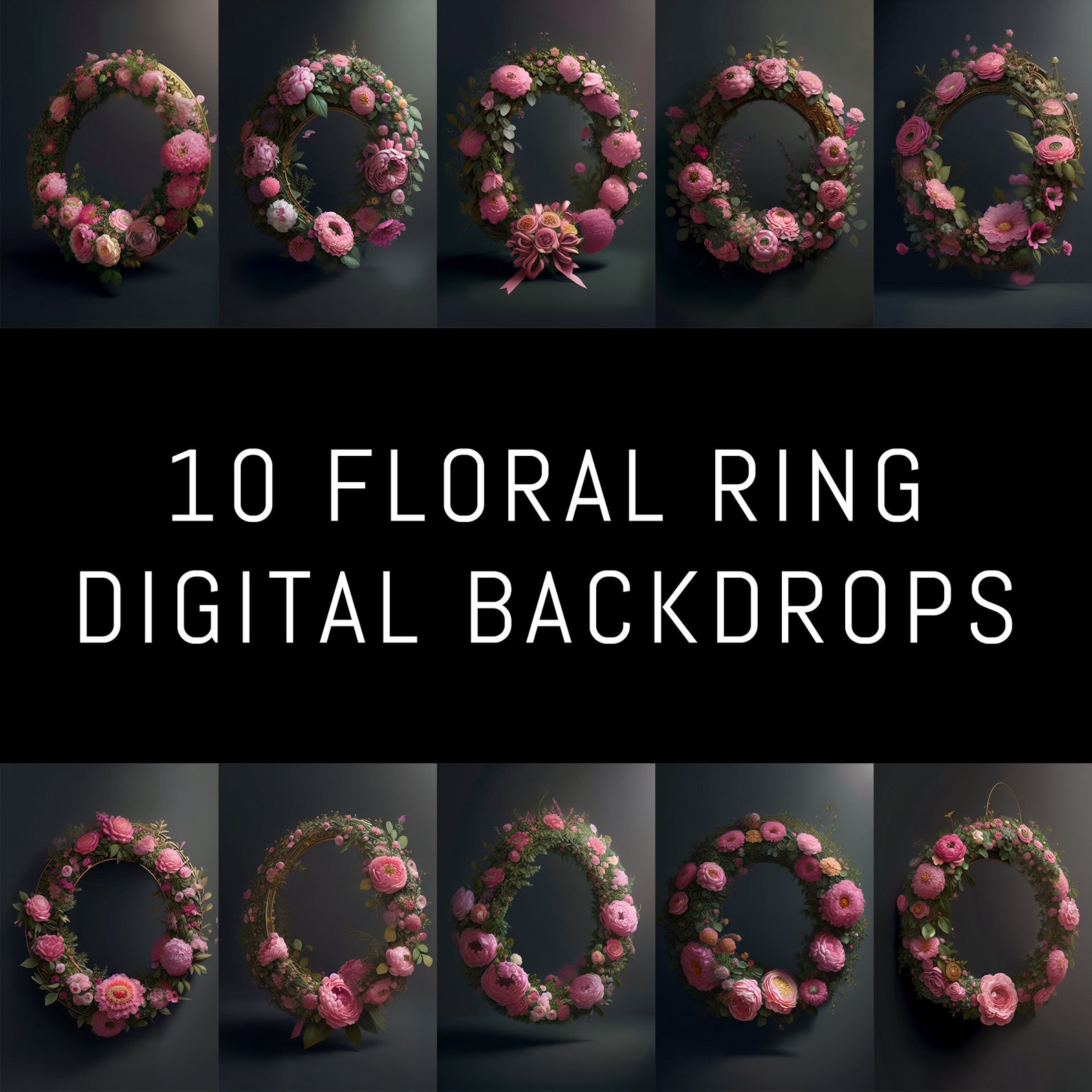 10 Floral Ring Backdrops, Flower Ring Background, Ring Overlays ...