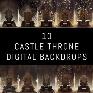 10 Telón de fondo imprimible del Trono de Hierro del Castillo, Sala del Trono de Fantasía Medieval, Fotomatón o Fondo digital imprimible en estudio