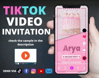 TikTok birthday invitation instant download, TikTok Video Invitations, TikTok Birthday Invitations, and TikTok Video Invitations