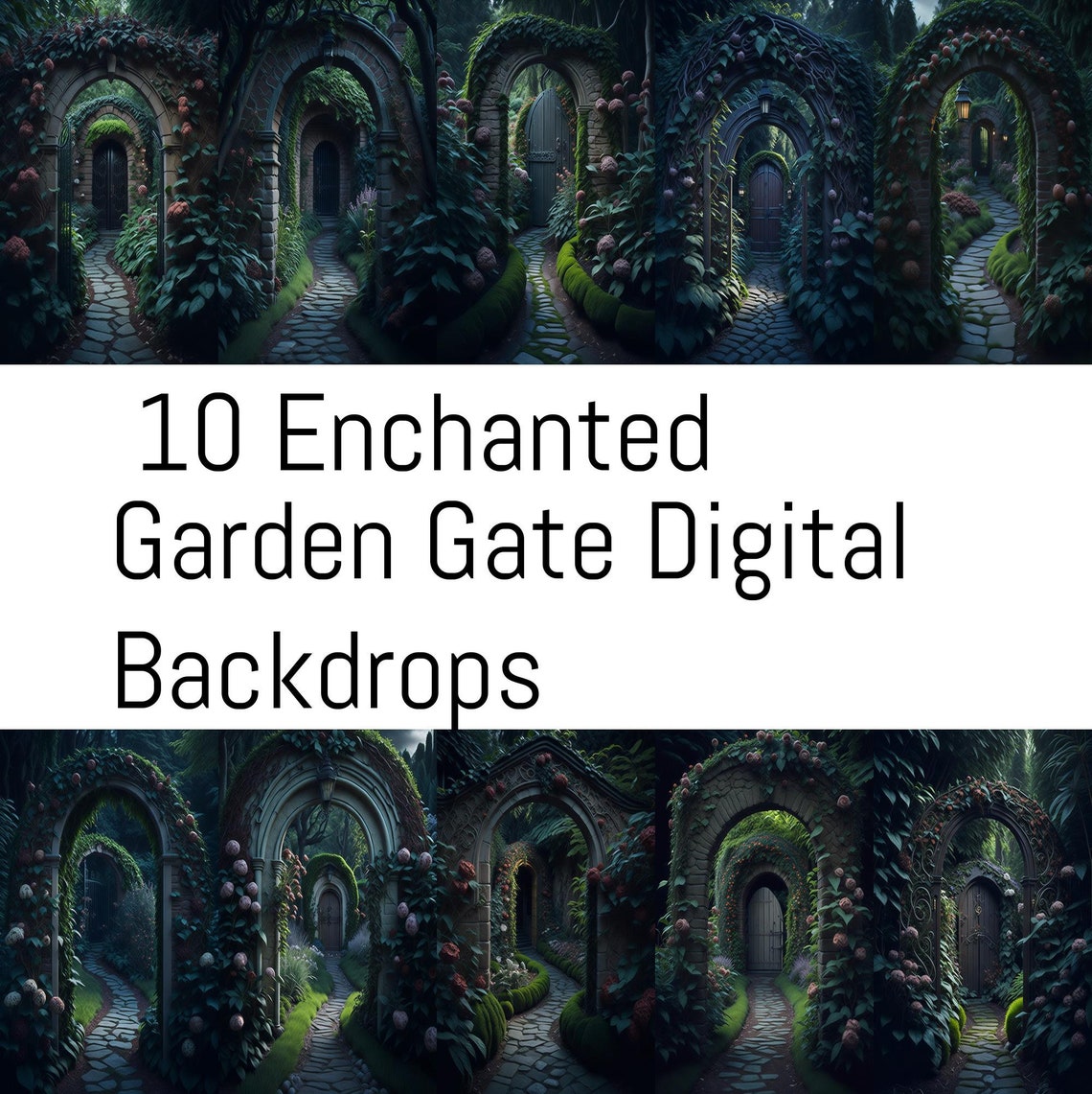 10 Enchanted Garden Gate Digital Backdrops Magical & Whimsical Etsy