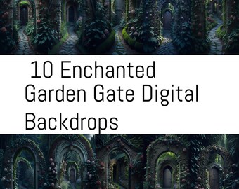 10 Fondos digitales de puerta de jardín encantada Escenas naturales mágicas y caprichosas para fotografía Eventos de bodas Fondos florales de pradera forestal