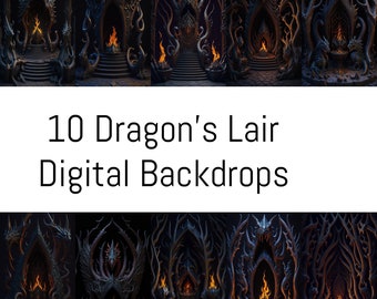 10 Dragon's Lair Digital Backdrop Fantasy Photography DND Style Backgrounds Dragon Lair Backdrops Magical Overlays Mythical Dragons Fantasy