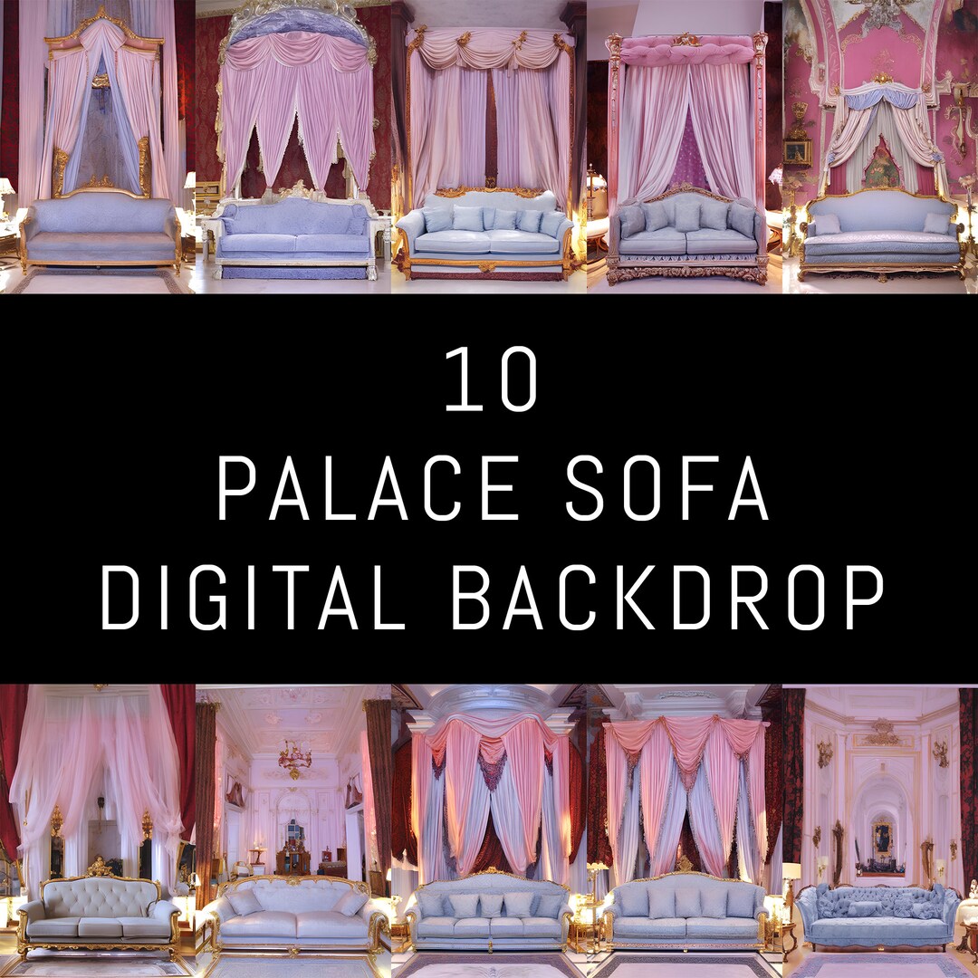 10 Palace Sofa Digital Backdrop, Sofa Background for Editing, Couch Overlay, Luxury Sofa