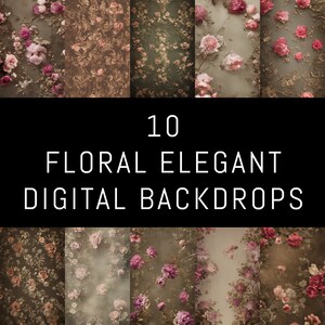 10 Floral Elegant Digital Backdrop Pack - High Resolution, Instant Download JPG Backgrounds for Photographers and DIY Enthusiasts