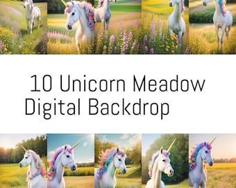 10 telón de fondo digital de unicornio, fondos de fantasía, fondo mágico, superposición de arco iris, fondos de estudio digital