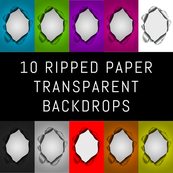 10 Ripped Paper Backdrop Overlays, Ripped Paper PNG Transparent Background, Studio Photo Overlays, Maternity Photography, Wedding