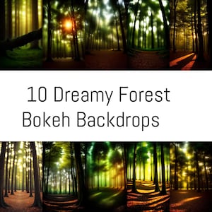 10 Dreamy Forest Backgrounds, Green Digital Backdrop, Enchanted Bokeh, Digital Background, Serene Backdrop, Woodland, Greenery, Foliage, HD