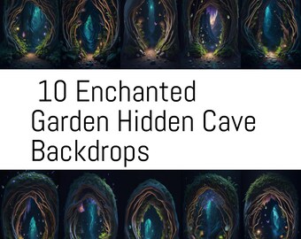 10 fondos de cueva oculta de jardín encantado, fotografía de naturaleza mística, bodas, bosque, vegetación, rocas cubiertas de musgo, paisaje de cascada