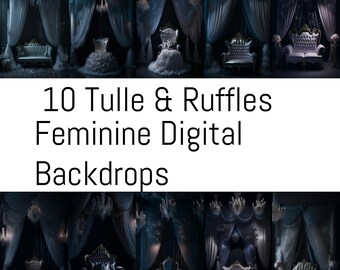 10 fondos digitales femeninos de tul y volantes: ¡fondos fotográficos maravillosamente románticos y de ensueño para bodas, baby showers y más!