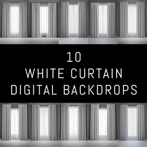 10 White Curtains Digital Backdrop, White Curtain, Portrait Background, Maternity, Background, Texture, Baby, Pregnant Photography, Wedding
